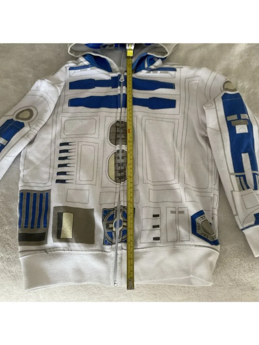 Star Wars R2-D2 Children’s Zip Up Hoodie Sweatshirt White Sz 7-8 Medium Disney